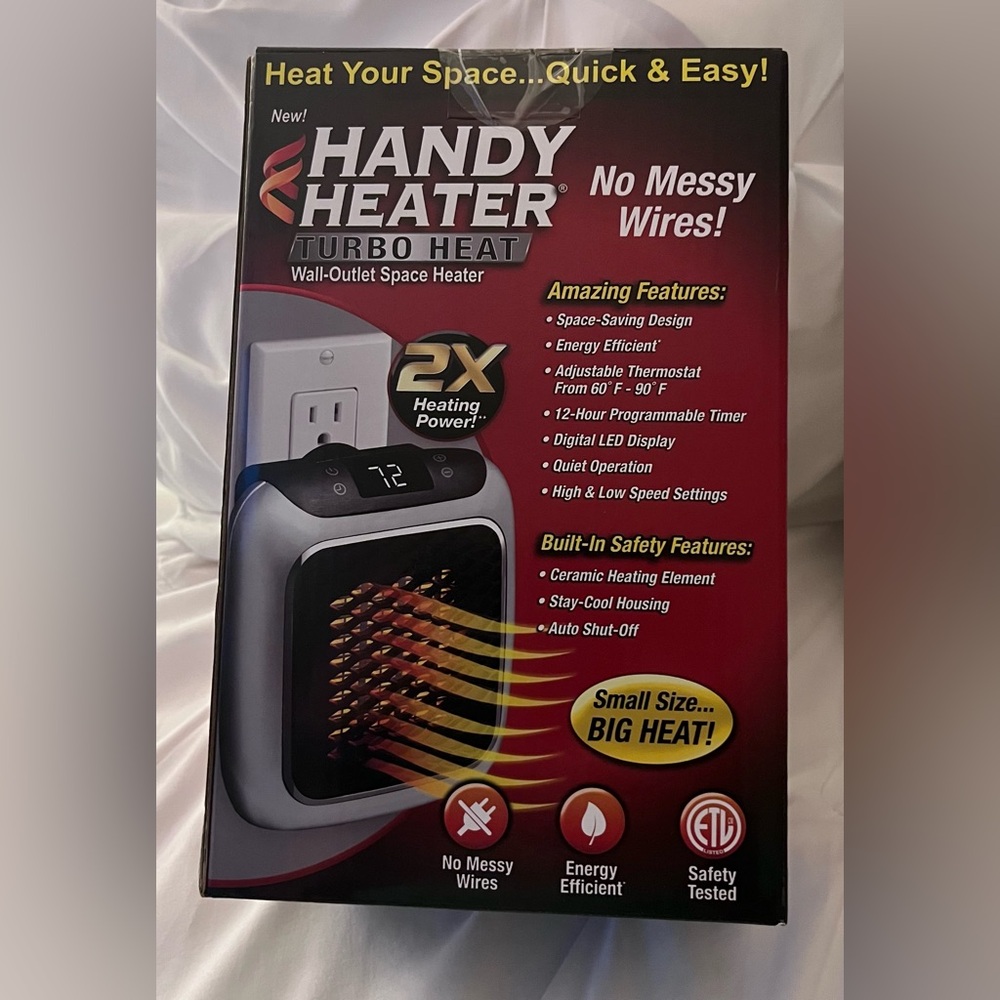 NIB - Turbo Heat Wall Outlet Space Heater - Black